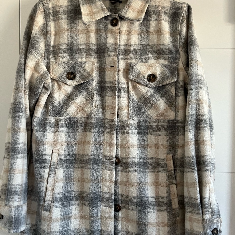 Plaid Women's Jacket in Gray and Cream